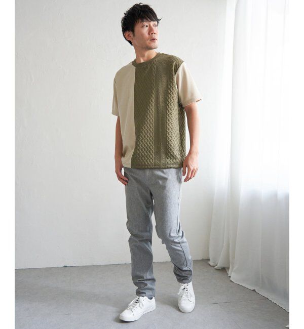 ikka「フクレジャカードワッフル切り替えTシャツ」|Tシャツ・カットソー|