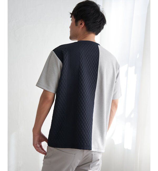 ikka「フクレジャカードワッフル切り替えTシャツ」|Tシャツ・カットソー|