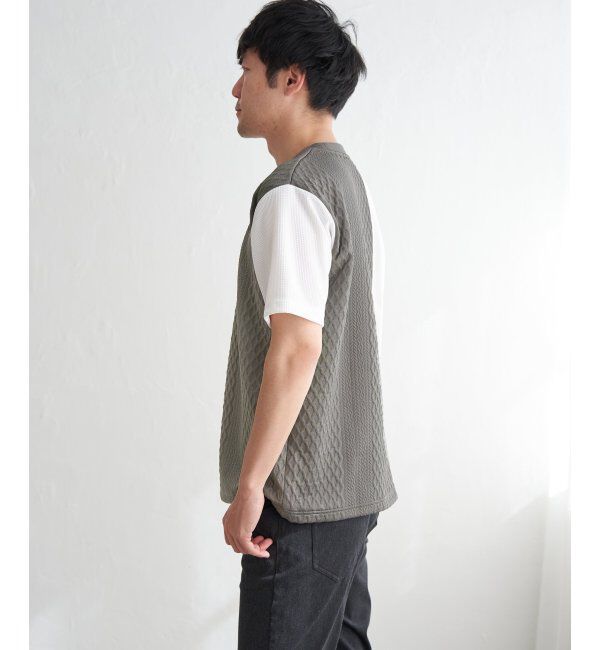 ikka「フクレジャカードワッフル切り替えTシャツ」|Tシャツ・カットソー|