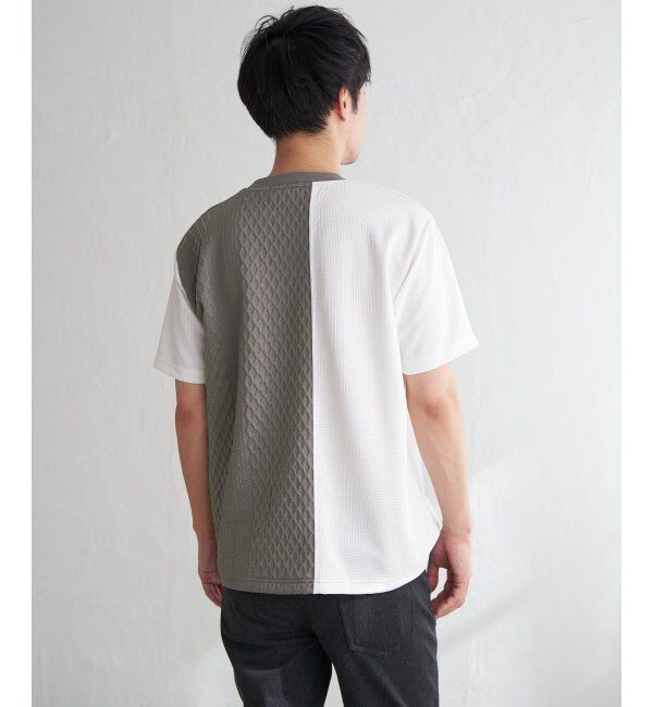 ikka「フクレジャカードワッフル切り替えTシャツ」|Tシャツ・カットソー|