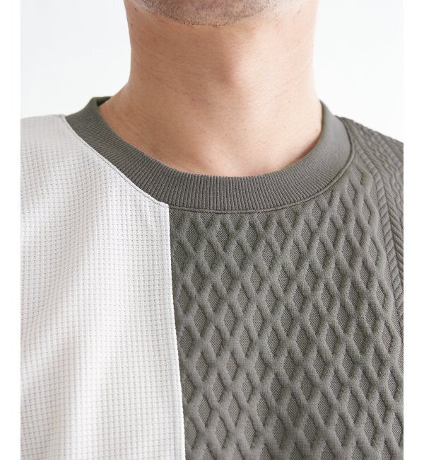 ikka「フクレジャカードワッフル切り替えTシャツ」|Tシャツ・カットソー|