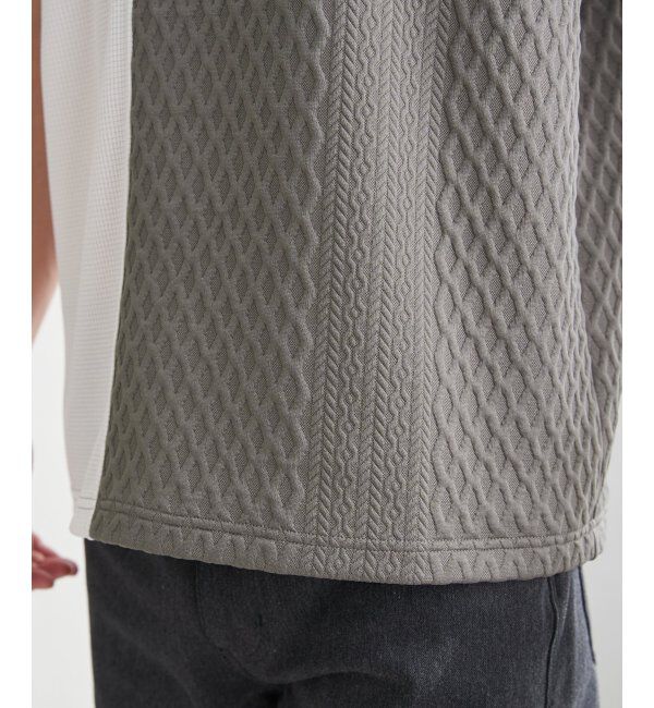 ikka「フクレジャカードワッフル切り替えTシャツ」|Tシャツ・カットソー|