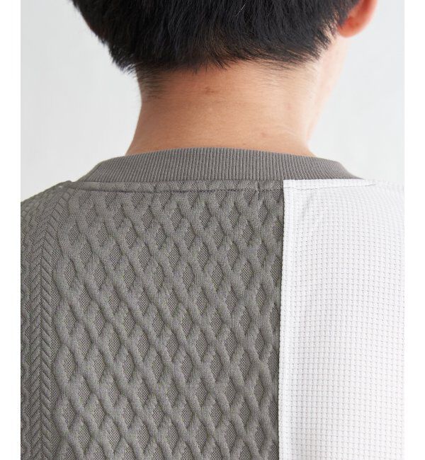 ikka「フクレジャカードワッフル切り替えTシャツ」|Tシャツ・カットソー|