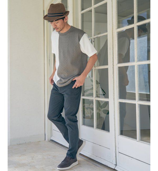 ikka「フクレジャカードワッフル切り替えTシャツ」|Tシャツ・カットソー|