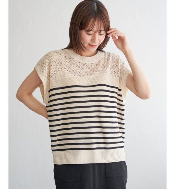 ikka「透かし編みニットプルオーバー」|プルオーバー|