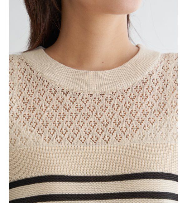 ikka「透かし編みニットプルオーバー」|プルオーバー|