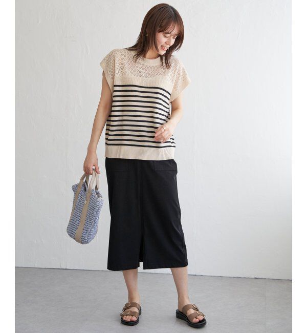 ikka「透かし編みニットプルオーバー」|プルオーバー|