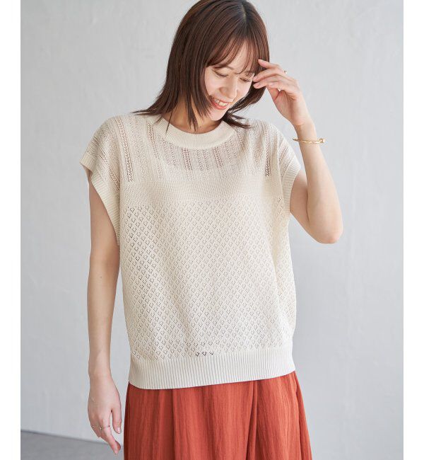 ikka「透かし編みニットプルオーバー」|プルオーバー|