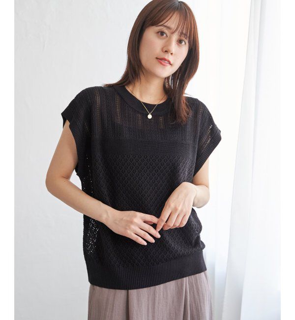 ikka「透かし編みニットプルオーバー」|プルオーバー|
