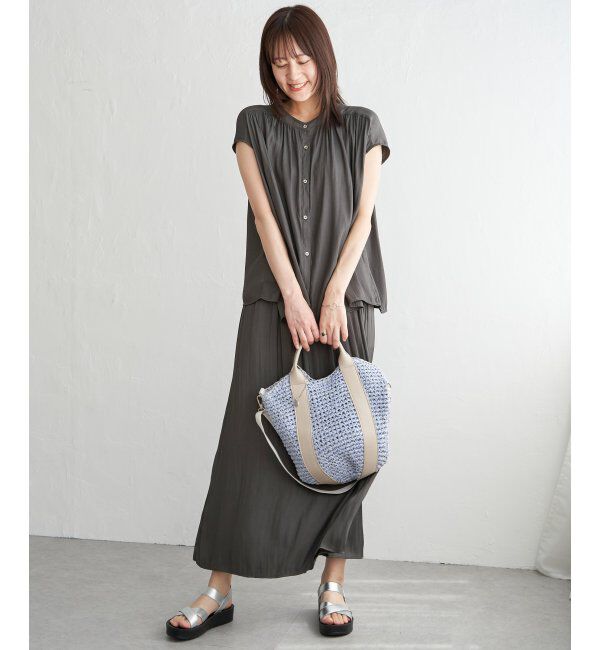 ikka「【セットアップ対応】カッセンギャザーフレンチ袖ブラウス」|シャツ・ブラウス|