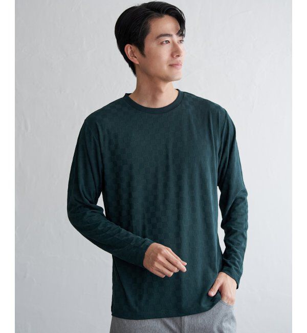 IKKA LOUNGE「リンクスジャカード市松ロンT」|Tシャツ・カットソー|