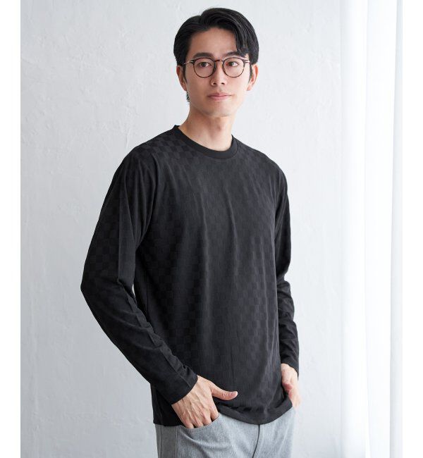 IKKA LOUNGE「リンクスジャカード市松ロンT」|Tシャツ・カットソー|
