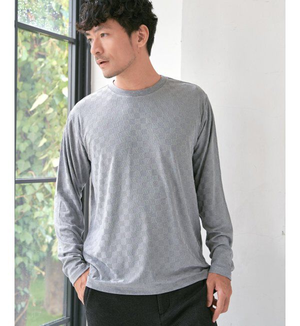 IKKA LOUNGE「リンクスジャカード市松ロンT」|Tシャツ・カットソー|