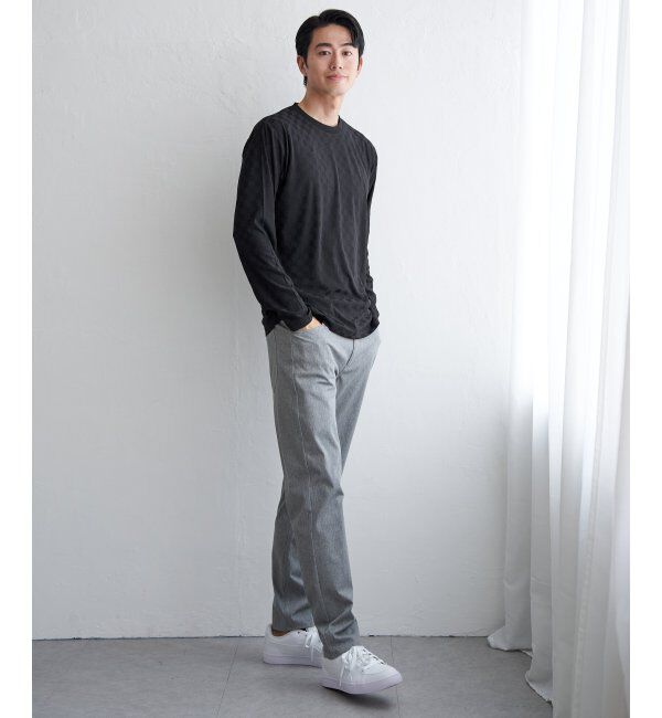 IKKA LOUNGE「リンクスジャカード市松ロンT」|Tシャツ・カットソー|