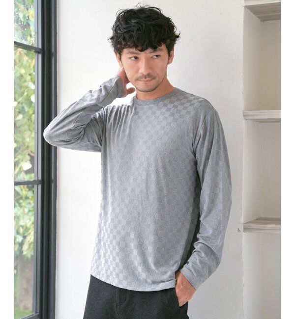 IKKA LOUNGE「リンクスジャカード市松ロンT」|Tシャツ・カットソー|