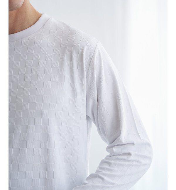 IKKA LOUNGE「リンクスジャカード市松ロンT」|Tシャツ・カットソー|