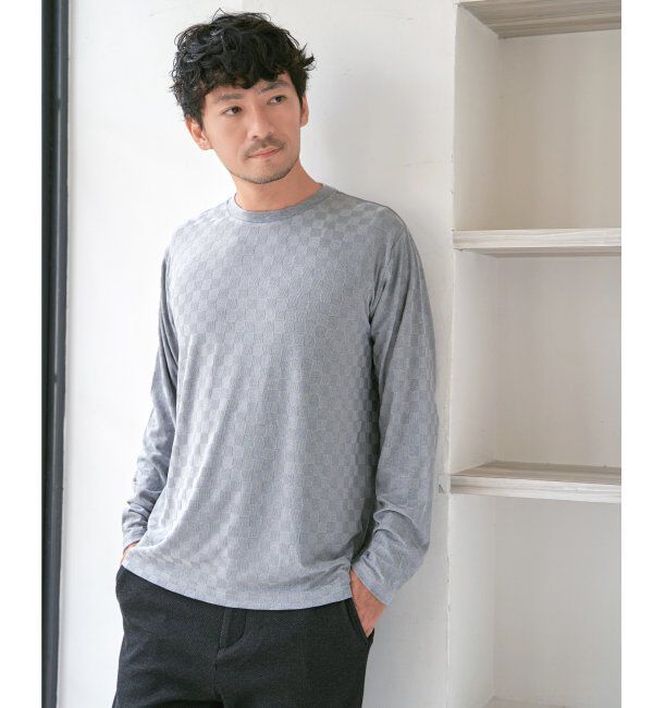 IKKA LOUNGE「リンクスジャカード市松ロンT」|Tシャツ・カットソー|
