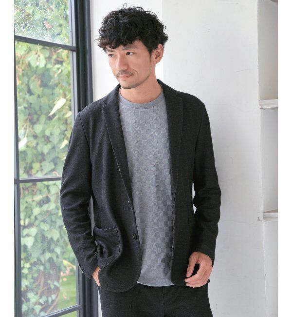 IKKA LOUNGE「リンクスジャカード市松ロンT」|Tシャツ・カットソー|