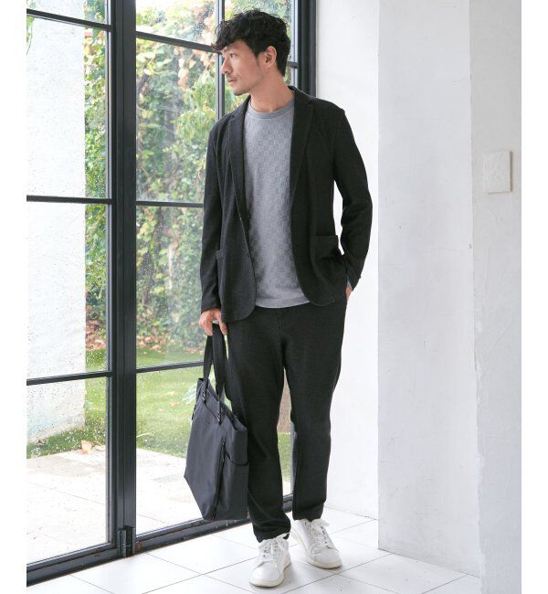 IKKA LOUNGE「リンクスジャカード市松ロンT」|Tシャツ・カットソー|