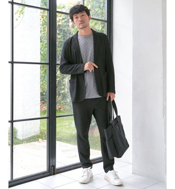 IKKA LOUNGE「リンクスジャカード市松ロンT」|Tシャツ・カットソー|