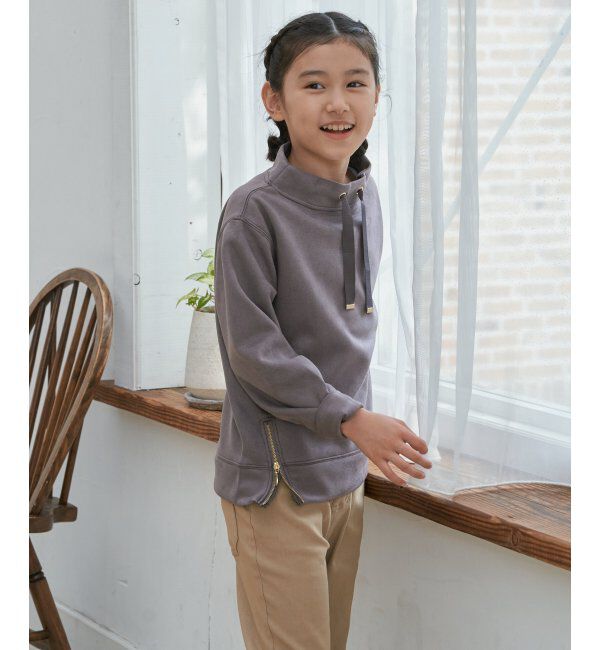 ikka kids「フェイクスエードサイドジップ使いプルオーバー（120~160cm）」|Tシャツ・カットソー|