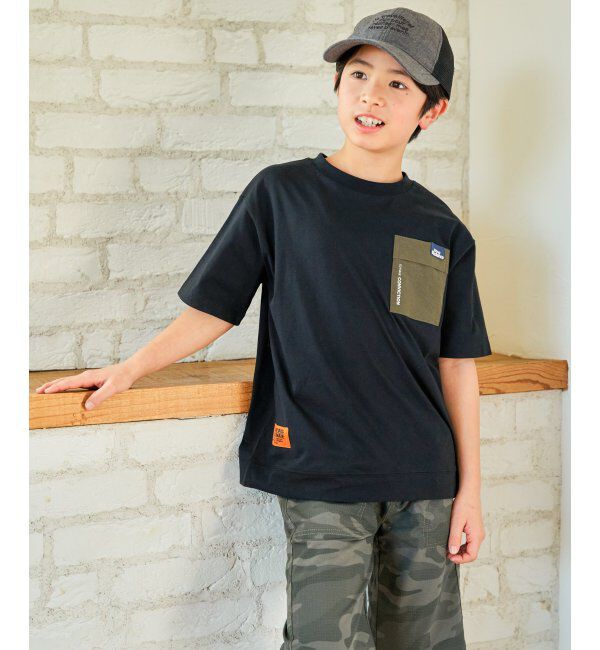 ikka kids「冷感異素材ポケ付きTシャツ（120~160cm）」|Tシャツ・カットソー|ブラック