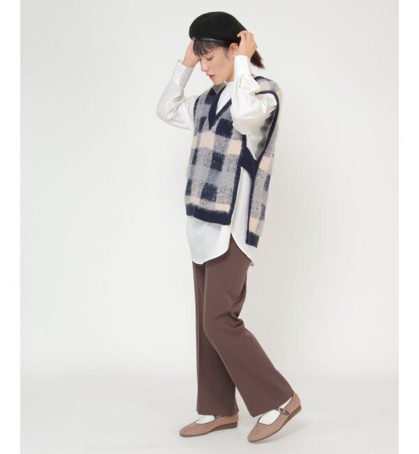 Lbc with Life「ジャカードフェザーチェックベスト」|ニット・セーター|