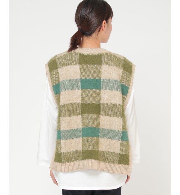 Lbc with Life「ジャカードフェザーチェックベスト」|ニット・セーター|
