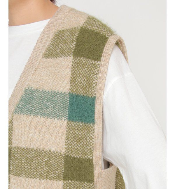 Lbc with Life「ジャカードフェザーチェックベスト」|ニット・セーター|