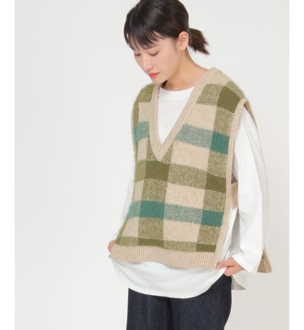 Lbc with Life「ジャカードフェザーチェックベスト」|ニット・セーター|