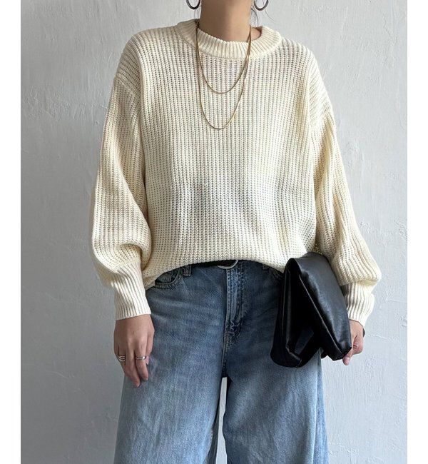 Lbc with Life「畦ビッグシルエットカラーニット」|カーディガン|