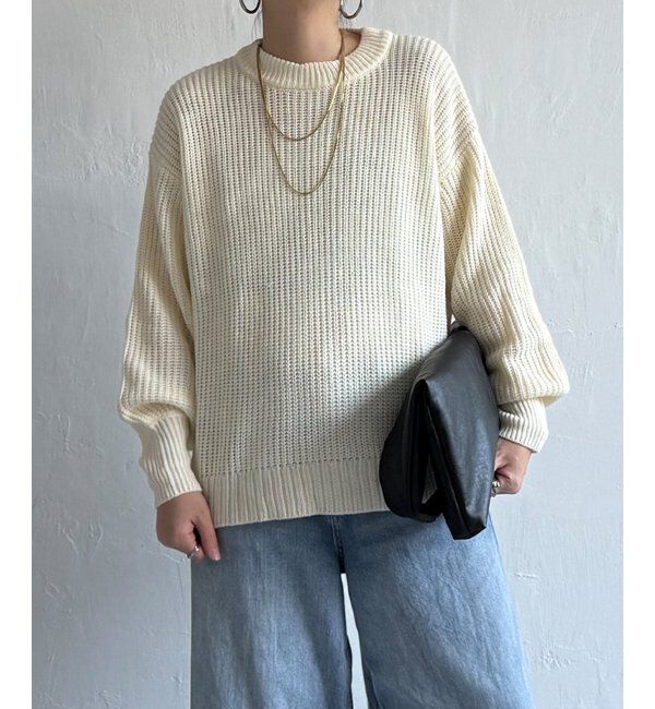 Lbc with Life「畦ビッグシルエットカラーニット」|カーディガン|