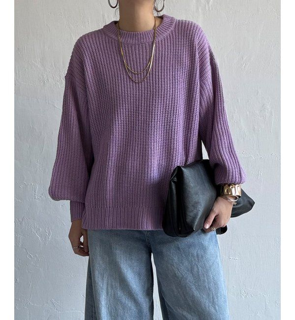 Lbc with Life「畦ビッグシルエットカラーニット」|カーディガン|