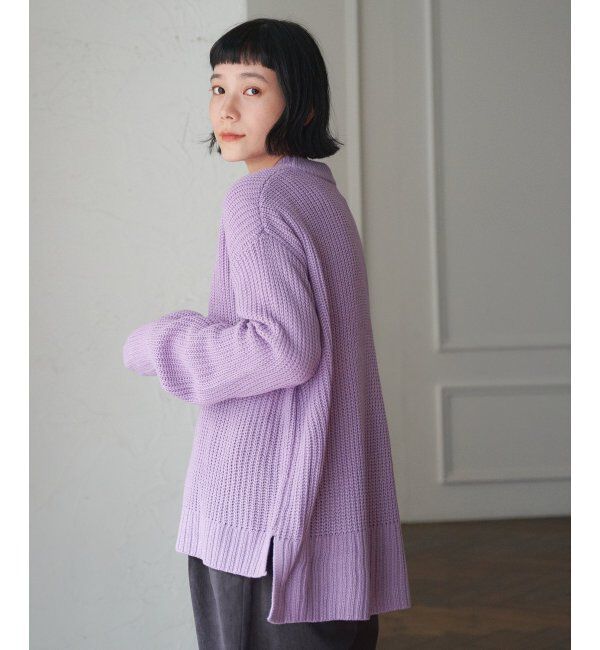 Lbc with Life「畦ビッグシルエットカラーニット」|カーディガン|