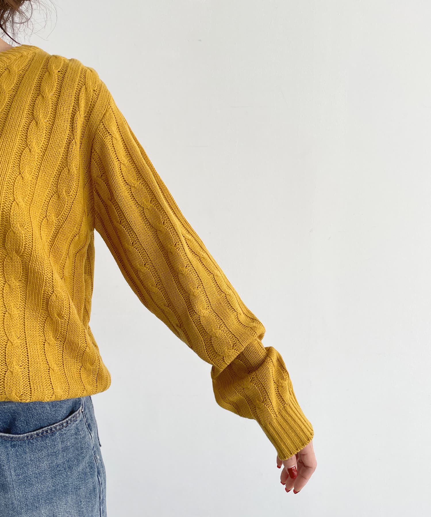 STYLE DELI「ストレートケーブルVネックニットトップス」|ニット・セーター|