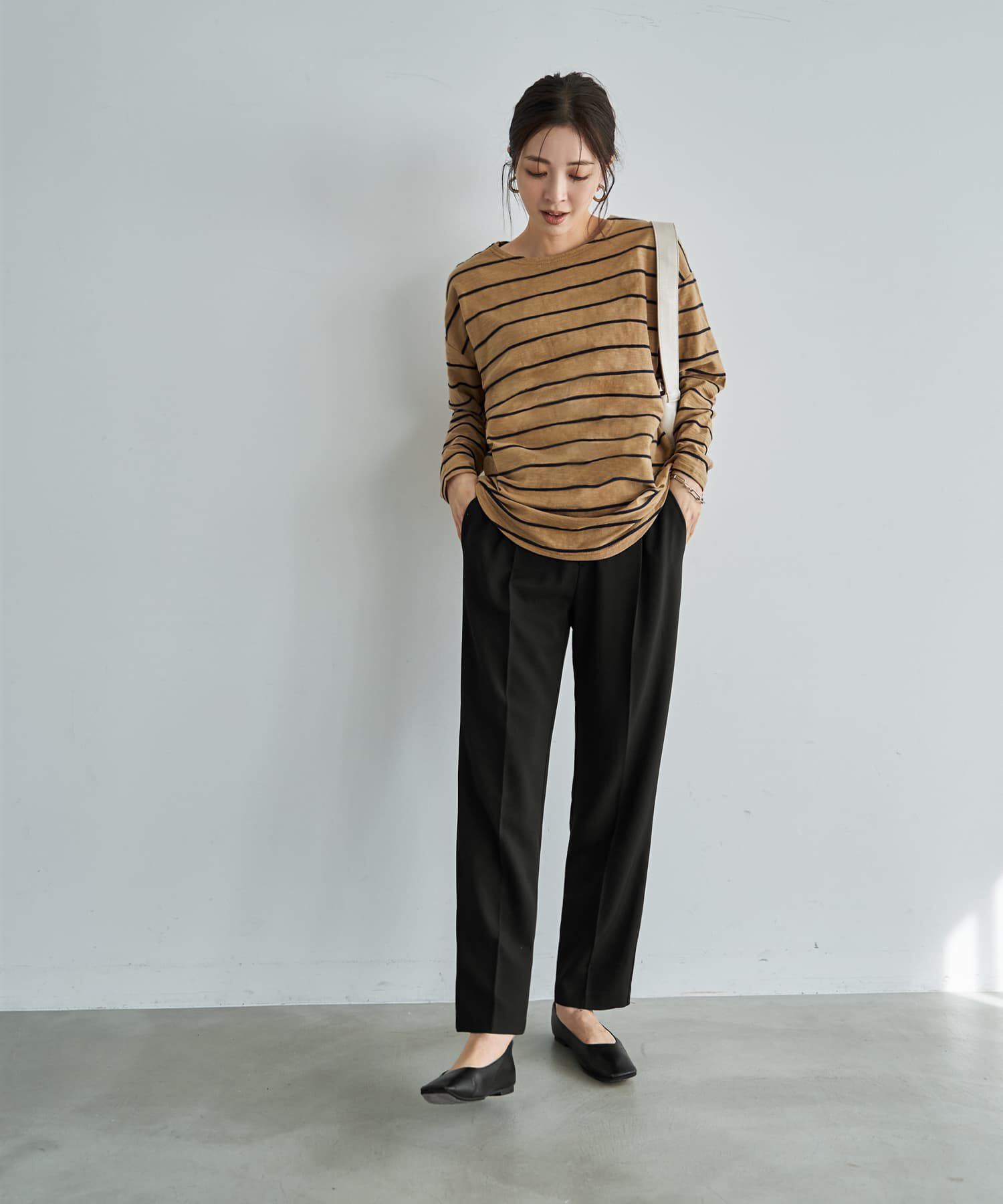 STYLE DELI「表面質感立体ラインボーダーTシャツ」|Tシャツ・カットソー|