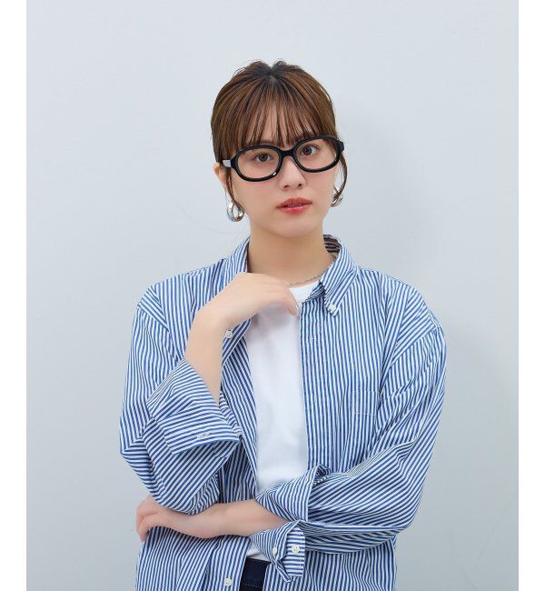  「ウェリントン型 メガネ | 横長 黒縁フレーム 太縁 伊達メガネ ユニセックス CLASSIC  レンズ交換券付」|メガネ|ブラック