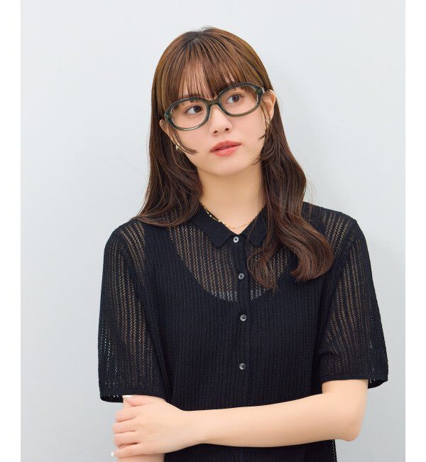  「ウェリントン型 メガネ | 横長 黒縁フレーム 太縁 伊達メガネ ユニセックス CLASSIC  レンズ交換券付」|メガネ|グリーン