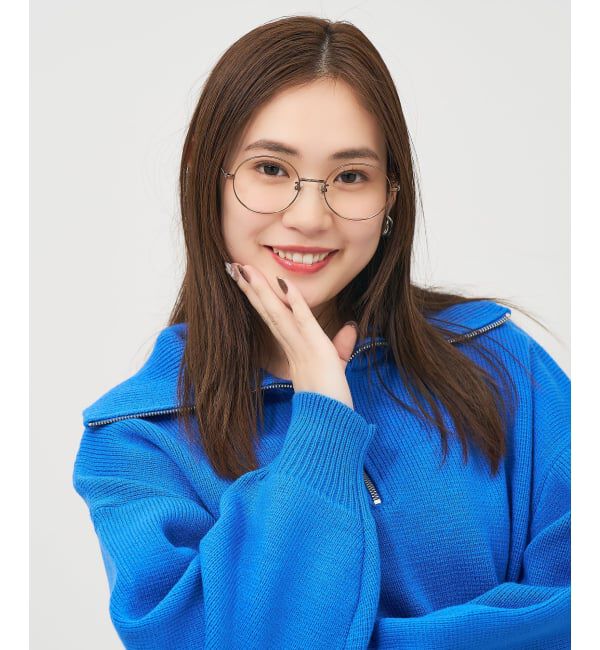  「ラウンド型 メガネ | 丸型 小顔効果 チタン 軽量 メタル 伊達・度付き ユニセックス Zoff  レンズ交換券付」|メガネ|薄ブラウン