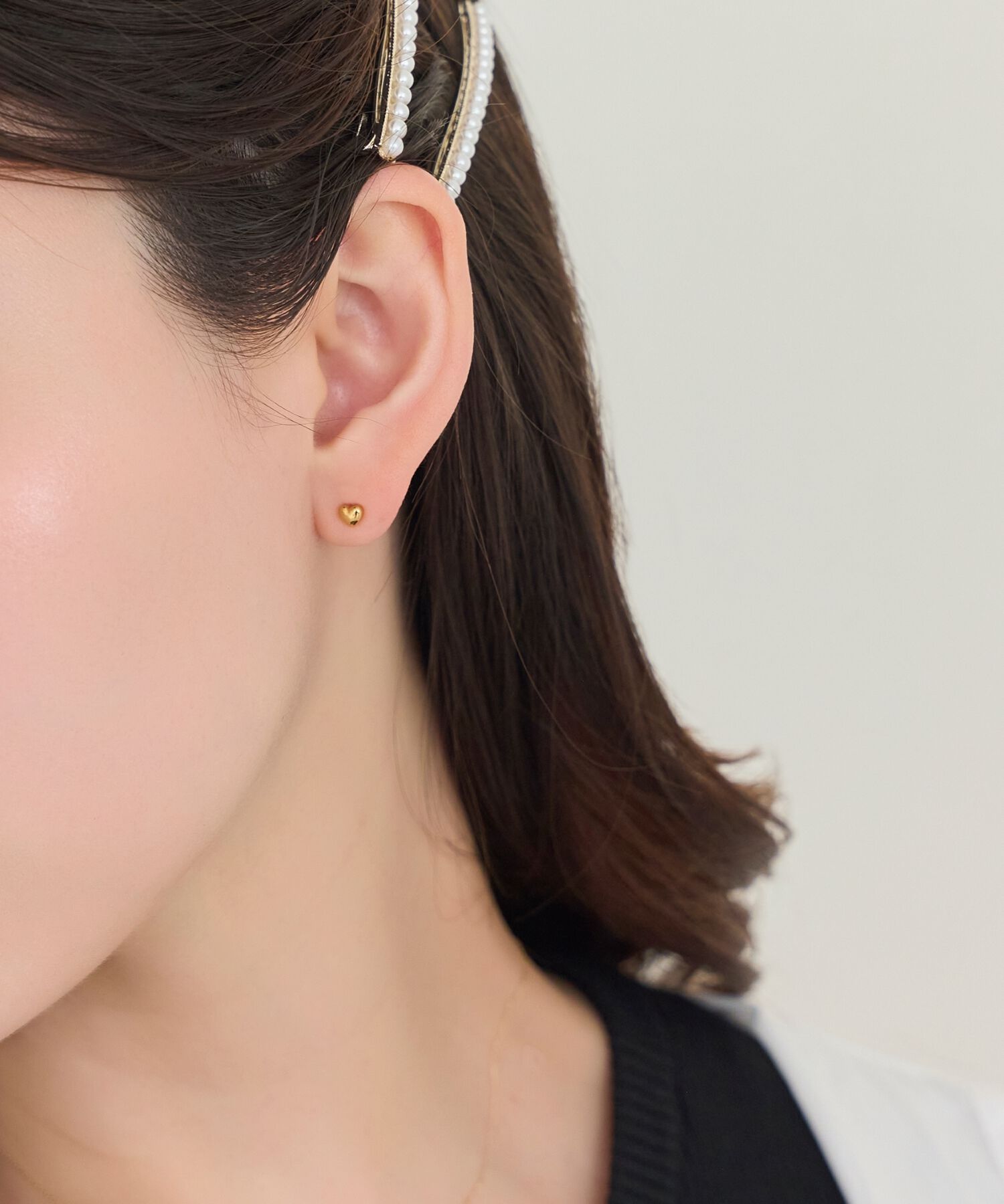 Phoebe「【金属アレルギー対応】パフィーハートピアス　ゴールド/サージカルステンレス」|ピアス|