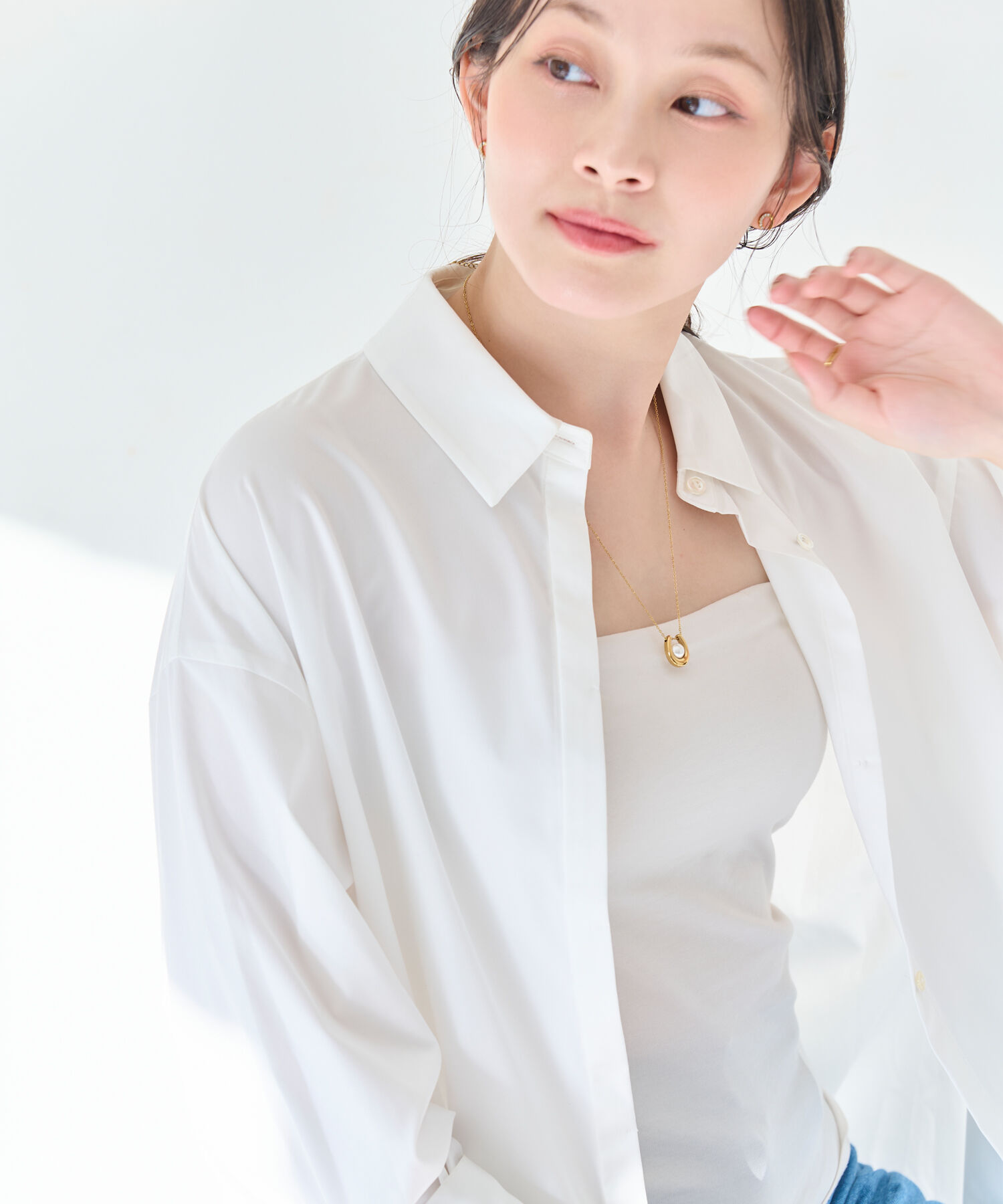 Phoebe「【金属アレルギー対応】メタリックパールホースシューネックレス　ゴールド　ステンレス/馬蹄/ギフト」|ネックレス|