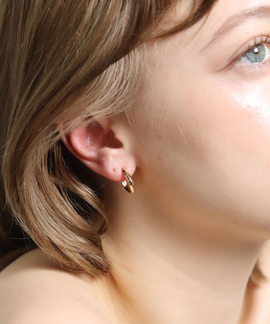  「ゴールド ラウンド スナップ フープ ピアス S | K10YG」|ピアス|