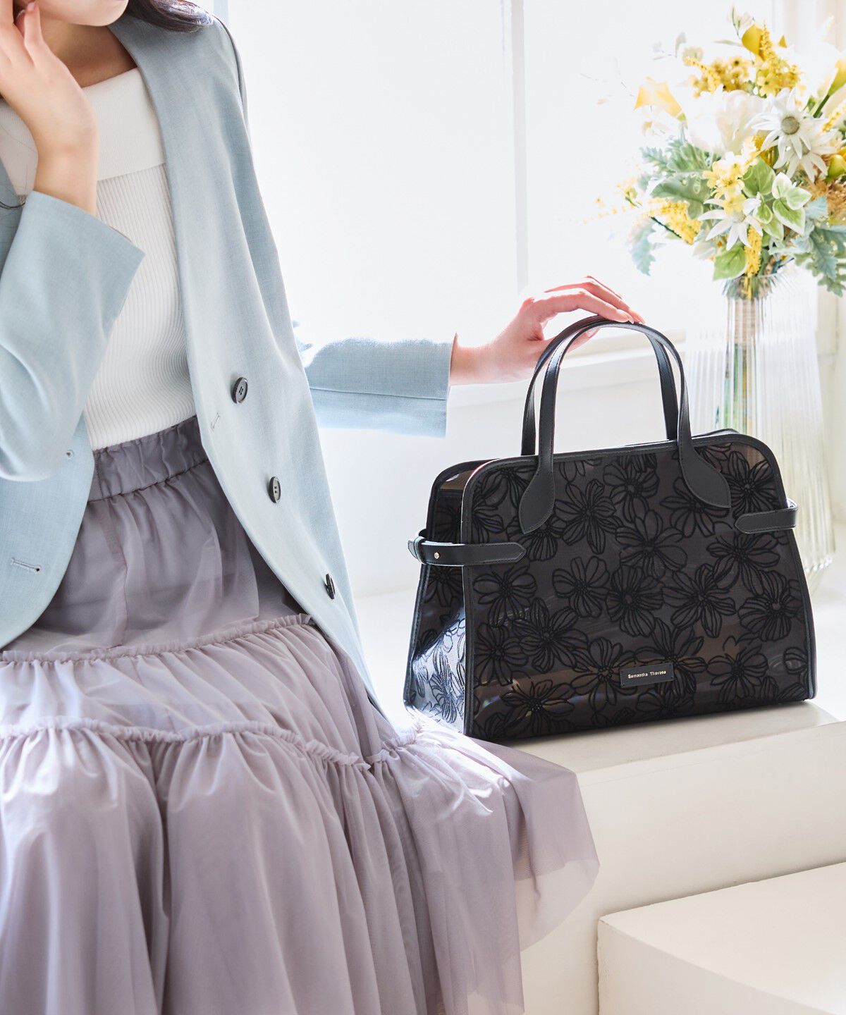 Samantha Thavasa「フラワーチュールハンドバッグ 大サイズ」|ハンドバッグ|