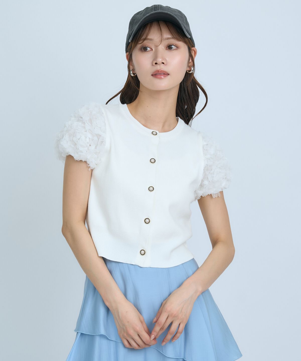 アンドクチュール「フラワーチュールスリーブカーディガン」|カーディガン|