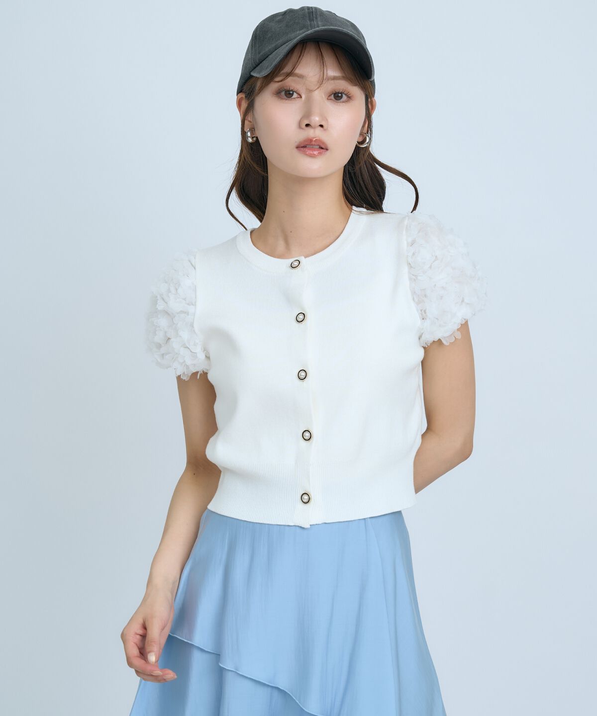 アンドクチュール「フラワーチュールスリーブカーディガン」|カーディガン|