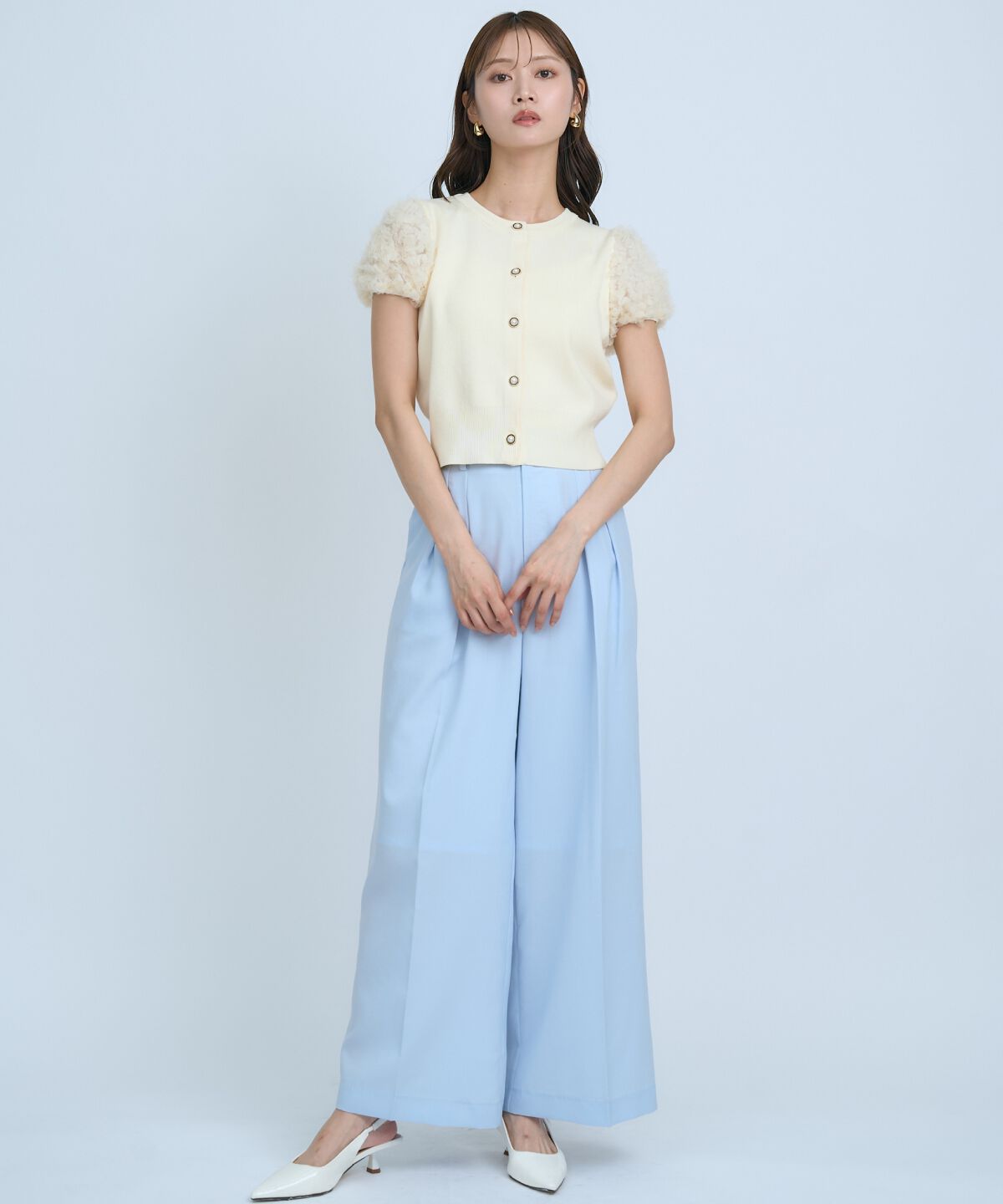 アンドクチュール「フラワーチュールスリーブカーディガン」|カーディガン|