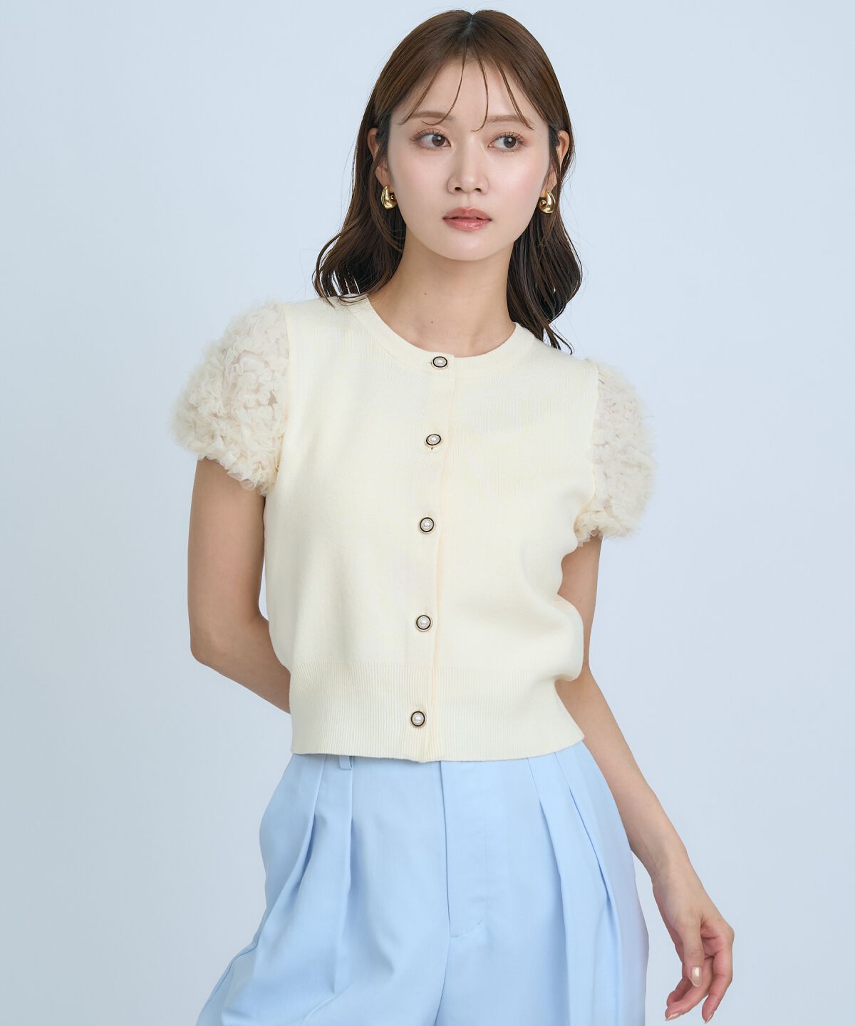 アンドクチュール「フラワーチュールスリーブカーディガン」|カーディガン|