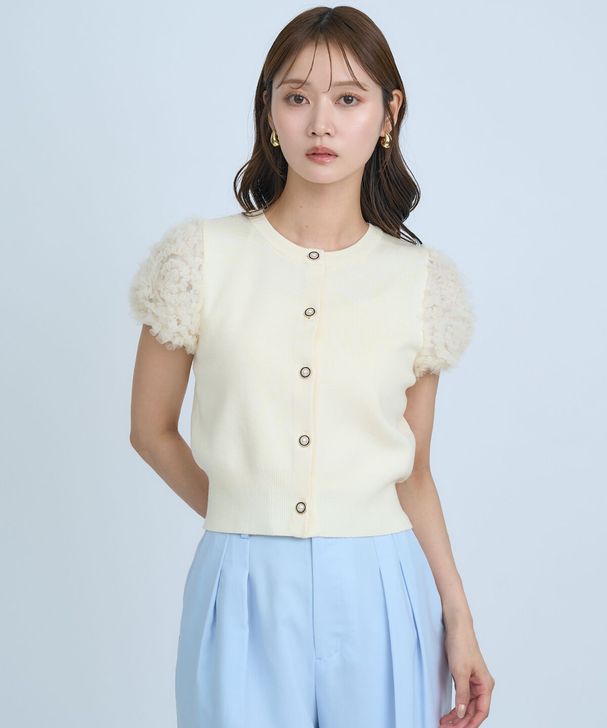 アンドクチュール「フラワーチュールスリーブカーディガン」|カーディガン|