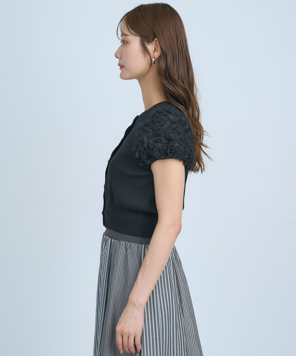 アンドクチュール「フラワーチュールスリーブカーディガン」|カーディガン|