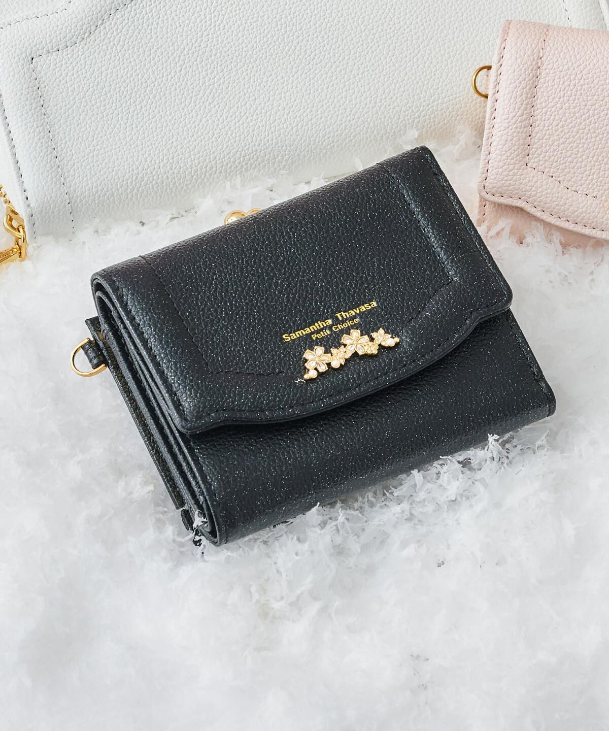 Samantha Thavasa Petit Choice「ラメフラワービジュー 折財布」|財布|